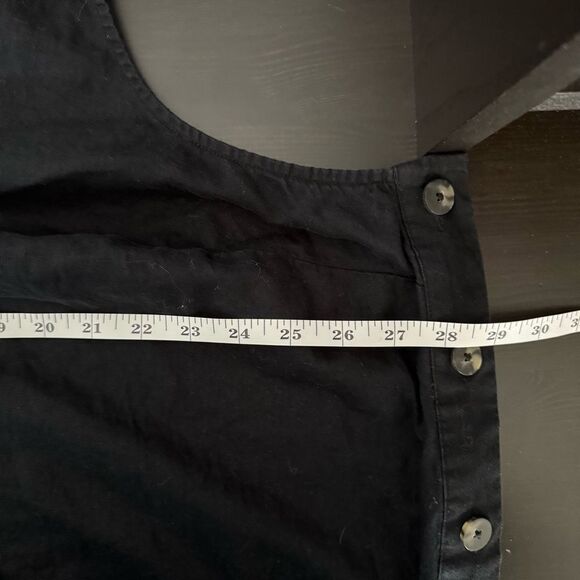 Madewell Linen Dress Minimalist Lagenlook Sz 3X Sleeveless Side Buttons V Neck - Picture 8 of 9